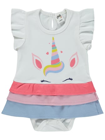 Civil Baby Garni Etekli 3-12 Ay Çıtçıtlı Badi - Ekru