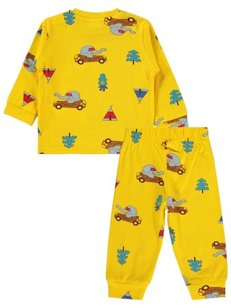 Civil Baby Arabalı ve Filli 6-18 Ay Pijama Takımı - Sarı