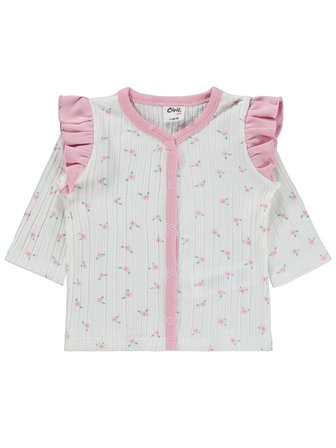 Civil Baby Çiçek Empirme Fırfırlı 1-9 Ay Pijama Takımı - Ekru