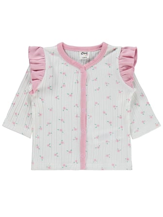 Civil Baby Çiçek Empirme Fırfırlı 1-9 Ay Pijama Takımı - Ekru