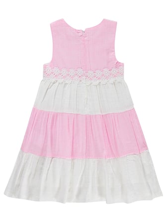 Civil Girls Çiçek Dantelli 6-9 Yaş Elbise - Pembe