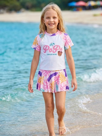 Civil Girls Lovely Bear Baskılı 2-12 Yaş Mayo Set - Pembe