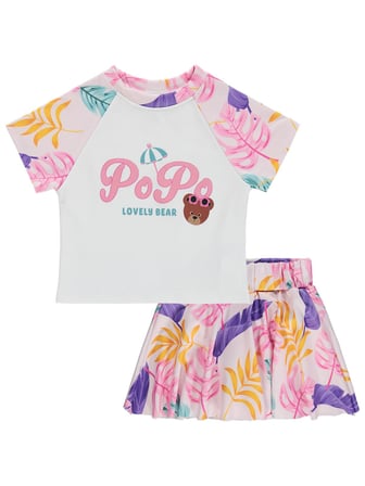 Civil Girls Lovely Bear Baskılı 2-12 Yaş Mayo Set - Pembe
