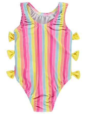 Civil Girls Renkli Çizgili 2-12 Yaş Mayo Set - Pembe