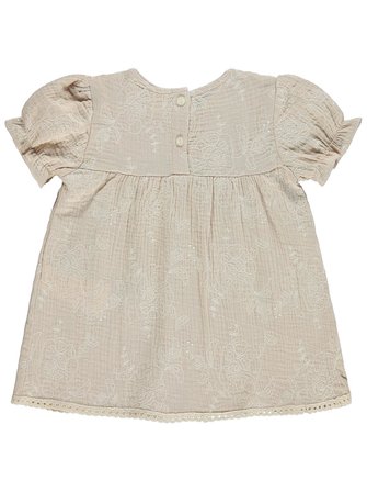 Civil Baby Kare Yaka Brodeli 6-18 Ay Elbise - Bej