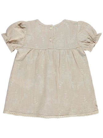 Civil Baby Kare Yaka Brodeli 6-18 Ay Elbise - Bej