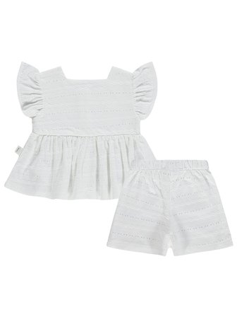 Civil Baby Brodeli Şortlu 6-18 Ay Takım - Ekru