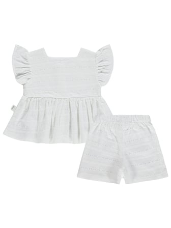 Civil Baby Brodeli Şortlu 6-18 Ay Takım - Ekru