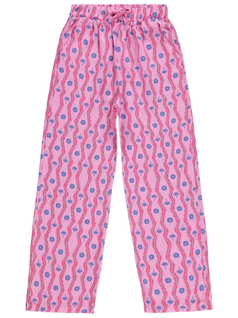 Civil Girls Palmiye Desenli Bol Paça 10-13 Yaş Pantolon - Lila