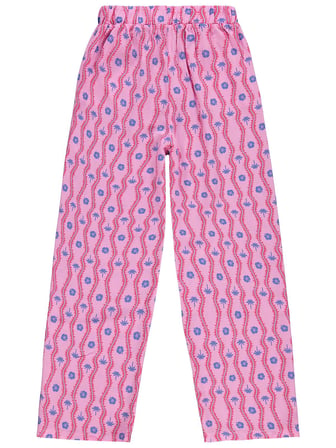 Civil Girls Palmiye Desenli Bol Paça 10-13 Yaş Pantolon - Lila