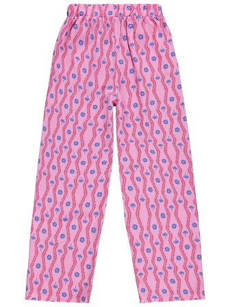 Civil Girls Palmiye Desenli Bol Paça 10-13 Yaş Pantolon - Lila