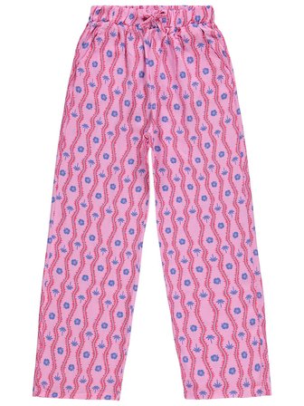 Civil Girls Palmiye Desenli Bol Paça 10-13 Yaş Pantolon - Lila