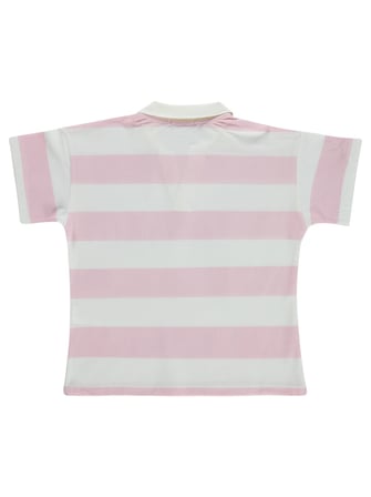 Civil Girls Çizgili Polo Yaka 6-9 Yaş Tişört - Pudra