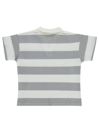 Civil Girls Çizgili Polo Yaka 10-13 Yaş Tişört - Gri