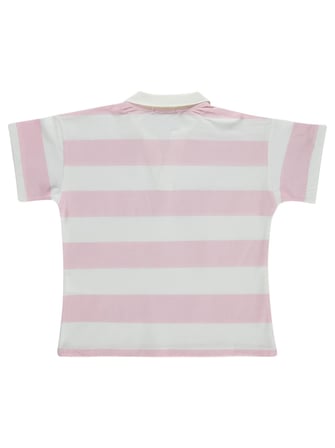 Civil Girls Çizgili Polo Yaka 10-13 Yaş Tişört - Pudra