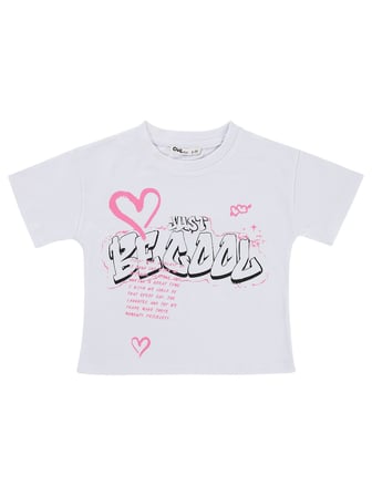 Civil Girls Just Be Cool Baskılı 2-5 Yaş Tişört - Beyaz