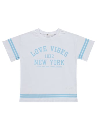 Civil Girls Love Vibes Baskılı 10-13 Yaş Tişört - Beyaz