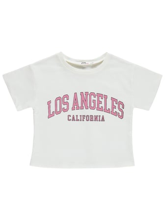 Civil Girls Los Angeles Baskılı Şortlu 2-5 Yaş Takım - Ekru