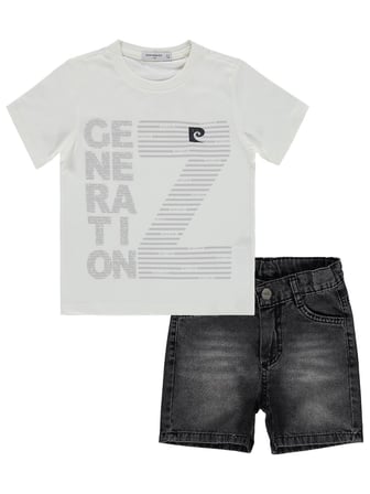 Pierre Cardin Z Baskılı Şortlu 2-5 Yaş Takım - Beyaz