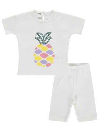 Civil Baby Ananas Nakışlı 6-18 Ay Takım - Ekru