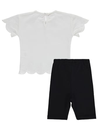 Civil Baby Düz Brodeli 6-18 Ay Takım - Ekru