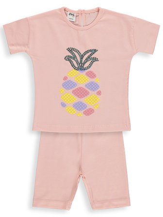 Civil Baby Ananas Nakışlı 6-18 Ay Takım - Pudra