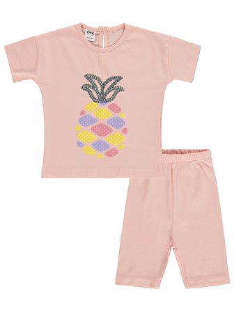 Civil Baby Ananas Nakışlı 6-18 Ay Takım - Pudra