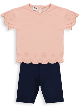 Civil Baby Düz Brodeli 6-18 Ay Takım - Pudra