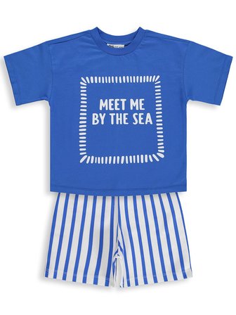 Civil Boys Meet My By The Sea Baskılı 2'Li 3-9 Yaş Takım - Mavi