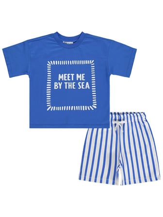 Civil Boys Meet My By The Sea Baskılı 2'Li 3-9 Yaş Takım - Mavi