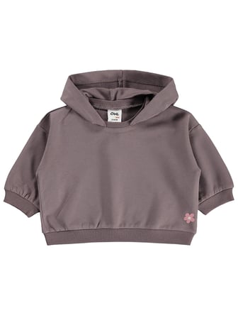 Civil Baby Çiçek Nakışlı Kapşonlu Basic 6-18 Ay Sweatshirt - Kahve