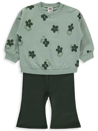 Civil Baby Çiçek Empirme Basic 6-18 Ay Takım - Haki