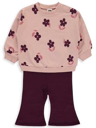 Civil Baby Çiçek Empirme Basic 6-18 Ay Takım - Pembe