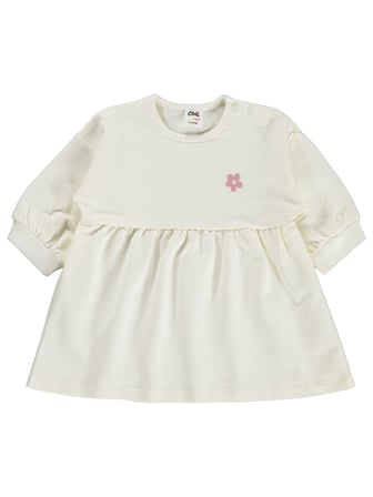 Civil Baby Çiçek Nakışlı Basic 6-18 Ay Elbise - Ekru