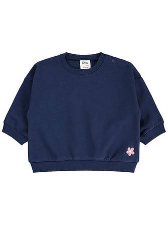 Civil Baby Çiçek Nakışlı Basic 6-18 Ay Sweatshirt - Lacivert
