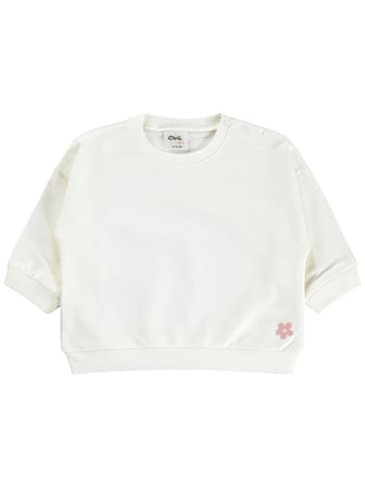 Civil Baby Çiçek Nakışlı Basic 6-18 Ay Sweatshirt - Ekru