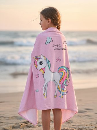 Civil Girls Unicorn Baskılı Havlu 2-10 Yaş - Pembe