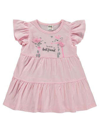 Civil Baby Zürafa Lase Nakış 6-18 Ay Elbise - Pembe