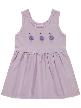 Civil Baby Flamingo Nakış 6-18 Ay Elbise - Lila