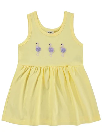 Civil Baby Flamingo Nakış 6-18 Ay Elbise - Sarı