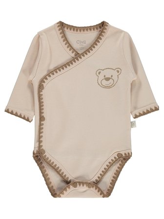 Civil Baby Oturan Tatlı Ayı Baskılı 1-9 Ay Çıtçıtlı Badi - Fil Dişi