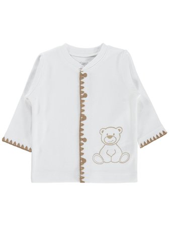 Civil Baby Oturan Tatlı Ayı Baskılı 1-9 Ay Pijama Takımı - Ekru