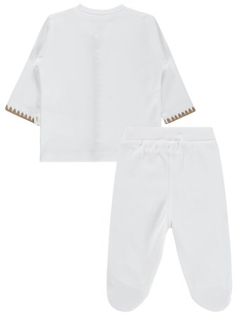 Civil Baby Oturan Tatlı Ayı Baskılı 1-9 Ay Pijama Takımı - Ekru