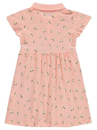 Civil Girls Yaprak Çiçek Desenli 6-9 Yaş Elbise - Pudra