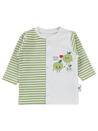 Nova Baby Yeşil Elma Kokulu Önden Açık 1-6 Ay Pijama Takımı - Ekru