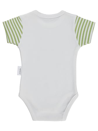 Nova Baby Yeşil Ema Kokulu Kısa Kol  1-12 Ay Çıtçıtlı Badi - Ekru