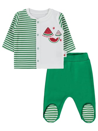 Nova Baby Karpuz Kokulu Önden Açık 1-6 Ay Pijama Takımı - Ekru