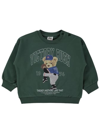 Civil Baby Teddy Bear Baskılı 6-18 Ay Sweatshirt - Yeşil