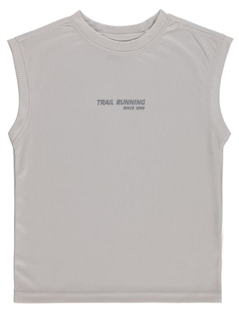 Civil Boys Reflektör Baskılı Kolsuz 6-9 Yaş Tişört - Koyu Taş Rengi