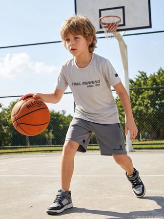 Civil Boys Reflektör Baskılı Kolsuz 10-13 Yaş Tişört - Koyu Taş Rengi